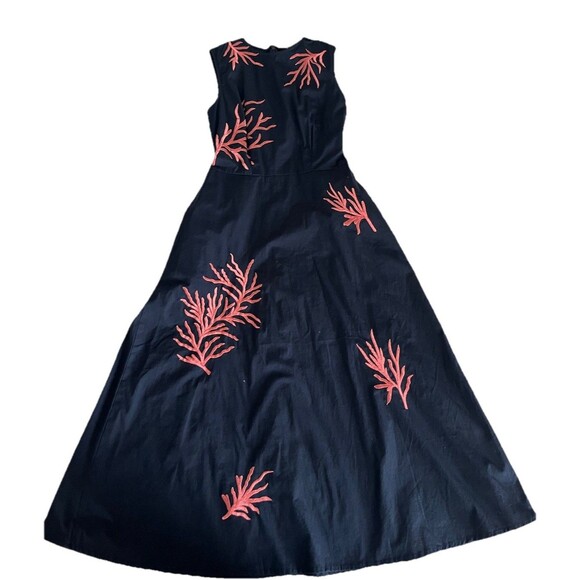 Eshakti Midi Dress Coral Reef Nautical Embroidered Poplin Navy Blue Size 2 - Picture 2 of 8